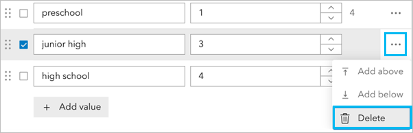 The Delete option deletes the selected row.