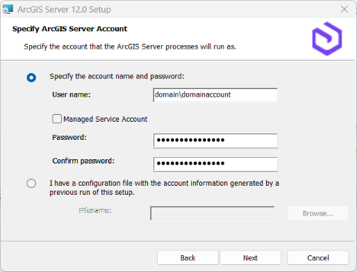 Using a domain account Using a domain account